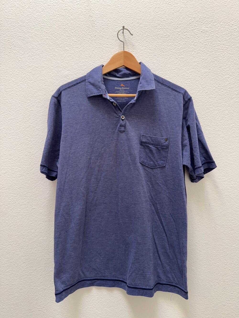 Tommy Bahama Jeans Men’s Medium Long Sleeve Polo Shirt Blue Salt Water Heals M